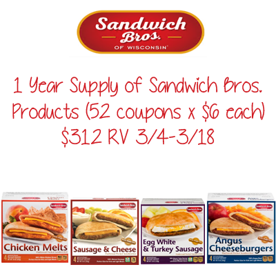 Year Supply of Sandwich Bros. Products Giveaway