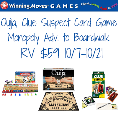 Winning Moves Ouija Clue Suspect Monopoly Adv to Boardwalk Giveaway