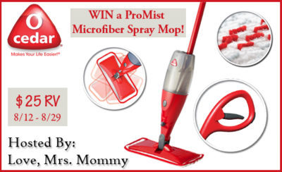 O-Cedar ProMist Microfiber Spray Mop Giveaway
